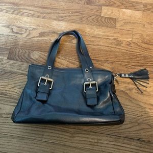HOBO International Blue/Gray Leather Tote Bag